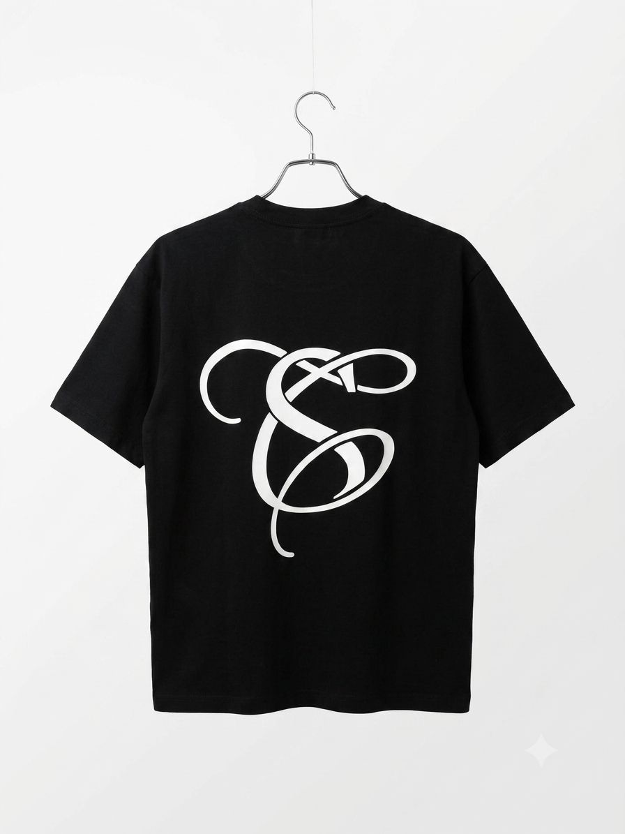 Unisex Black Printed T-Shirt (Oversize)