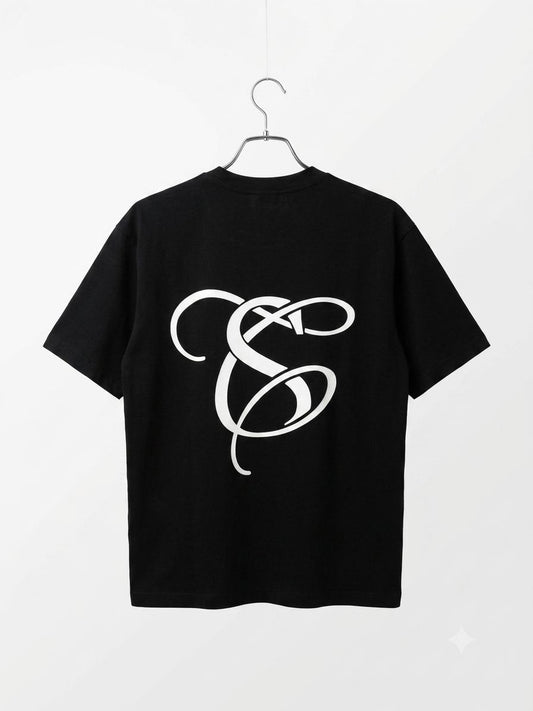 Unisex Black Printed T-Shirt (Oversize)