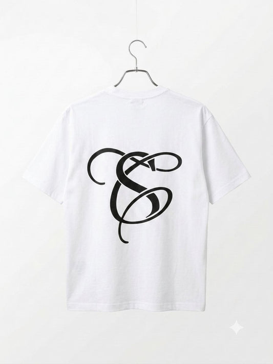 Unisex White Printed T-Shirt (Oversize)