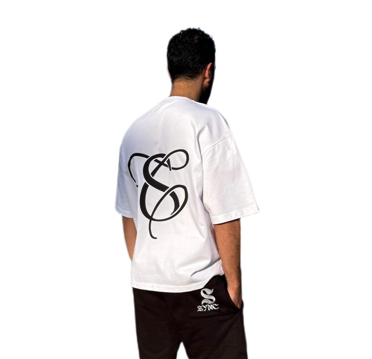 Unisex White Printed T-Shirt (Oversize)