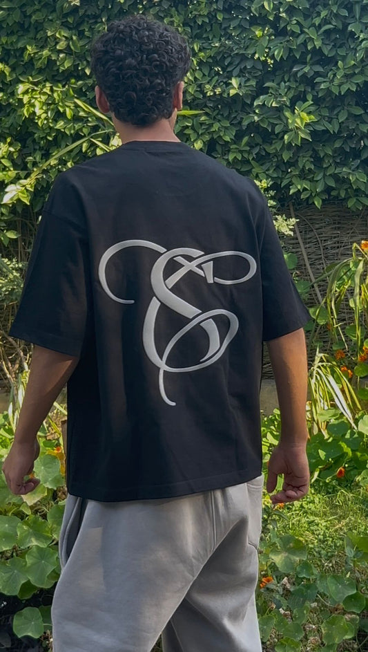 Unisex Black Printed T-Shirt (Oversize)
