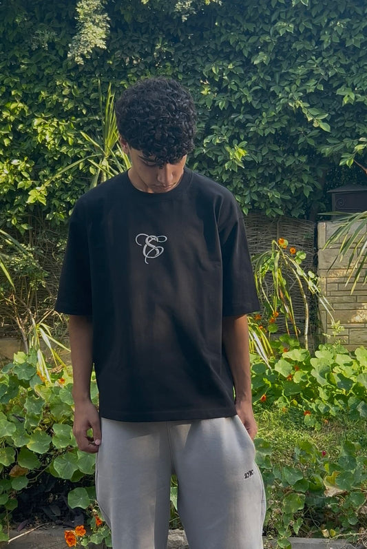 Unisex Black Printed T-Shirt (Oversize)