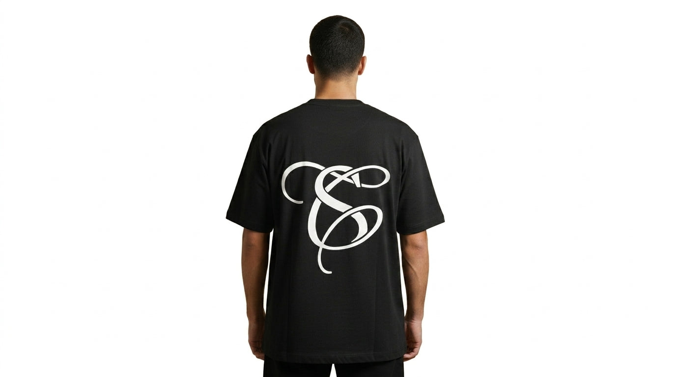 Unisex Black Printed T-Shirt (Oversize)