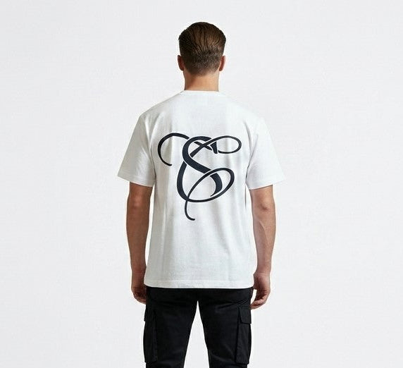 Unisex White Printed T-Shirt (Oversize)
